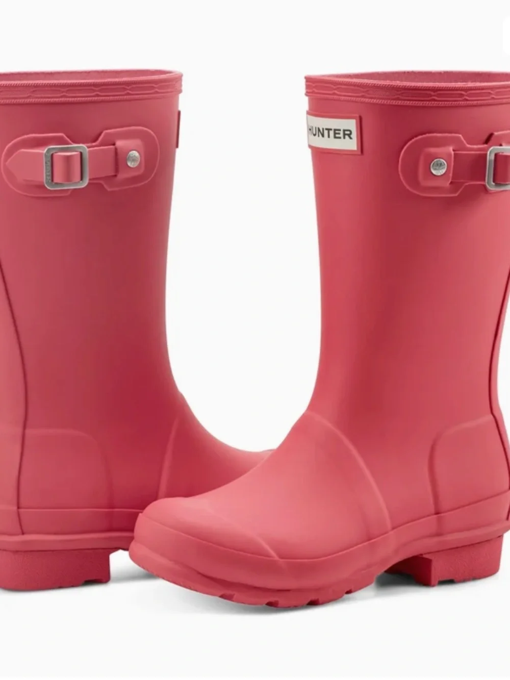HUNTER Big Kids Original Rain Boots Pink Waterproof Rubber Wellies